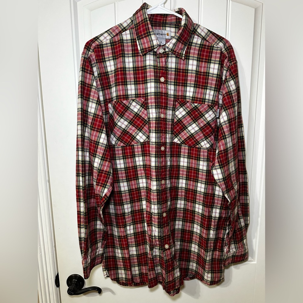 Carhartt Men’s Regular Fit Plaid Long Sleeve Size M‎ Front Pockets Button Up